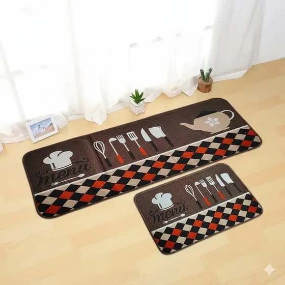 Jogo de Cozinha Passadeira 2 Peças Kitchen Mat Antiderrapante