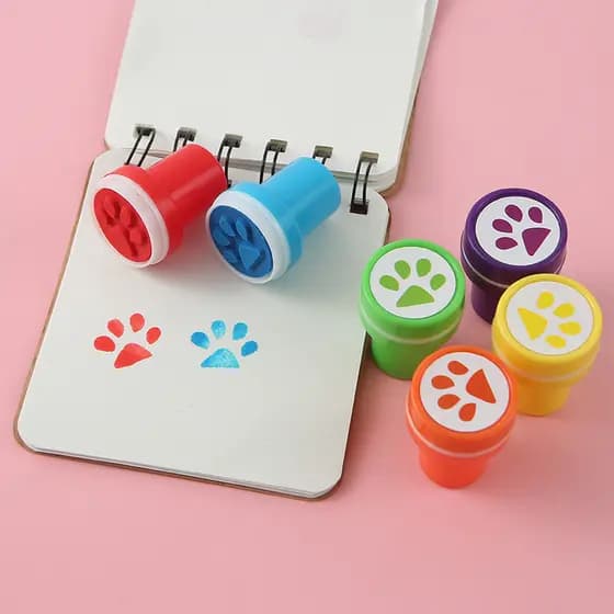 Kit 6pcs Carimbo Infantil Redondo De Pata De Gato