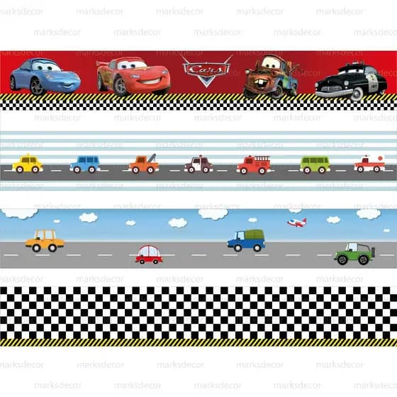 Faixa Adesivo de Parede Infantil Carro, Papel De Parede Infantil Carrinho, Decoração Quarto Menino