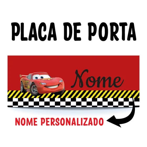 Enfeite De Porta Relâmpago McQueen Disney Carros Decoração Infantil Com Nome Para o Enxoval