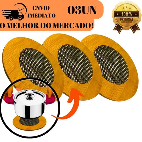 KIT 03 Descanso Suporte Para Panela Em Bambu Para Cozinhas E Restaurantes