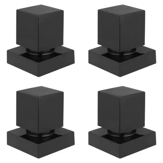 Combo 4 Kits Acabamento Registro Quadrado Preto – Volante em Metal e Canopla em ABS