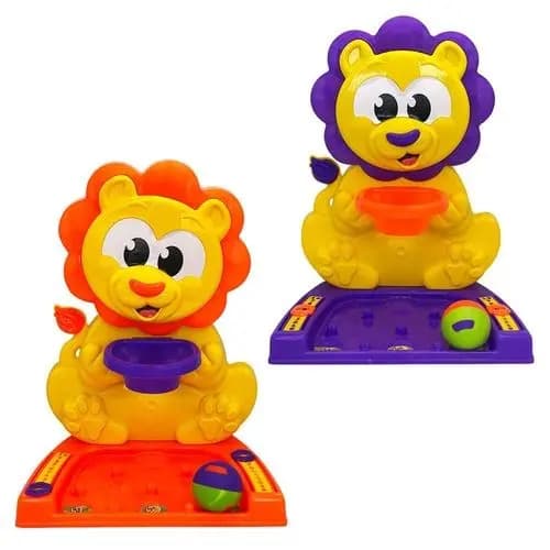 Cesta Basquete Infantil Leão Bolinha Macia Marcador Pontos Diversão Educativa