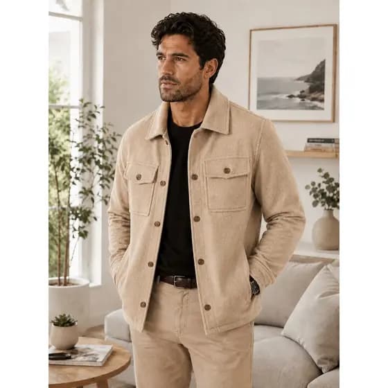 Jaqueta Masculina Unisex Estilo Casual Elegante – Casaco Premium Bolsos laterais e Botão Manga Longa Liquidação2026**