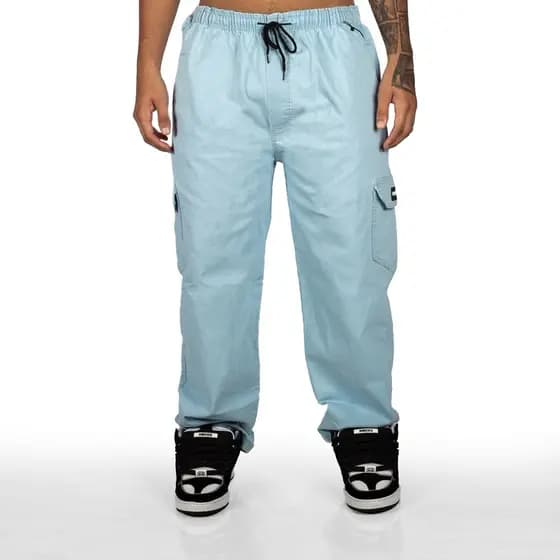 Calça Overking Cargo Jeans Azul Claro
