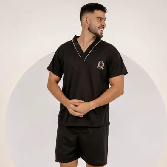 Pijama Masculino De Homem Adulto Verão Short Manga Curta