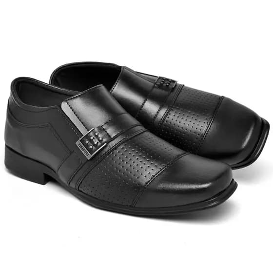 Sapato Social Masculino Preto Fosco Elegante e Confortável com Detalhe em Metal