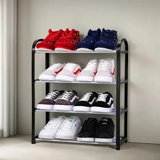 Sapateira Multiuso 4 Andares Organizadora Plástico 8 Pares Preto