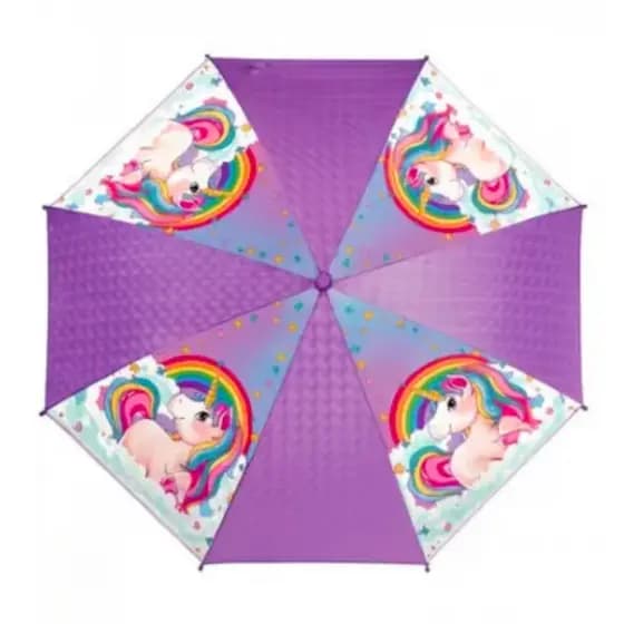 Guarda Chuva Infantil Com Apito Princesas Meninas Unicórnio Original Semax Kids Resistente