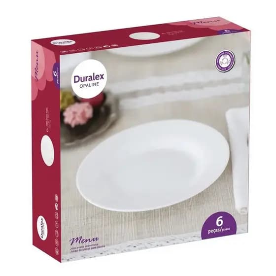 Conjunto de 6 pratos de sobremesa 19cm nadir branco menu