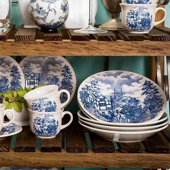 Conjunto de 6 Pratos Fundos Cena Inglesa Biona Oxford