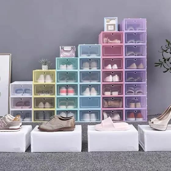 Organizador Para Sapatos Sapateira Caixa Empilhável Em Plástico e Com Tampa