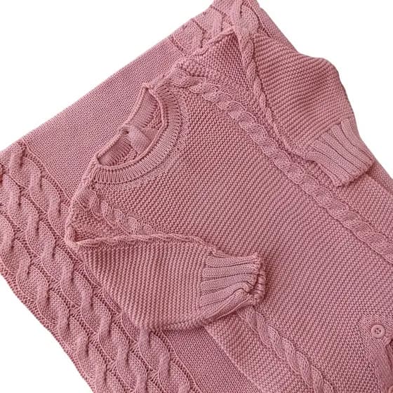 SAIDA MATERNIDADE 2 PÇS TRICOT - ROSE