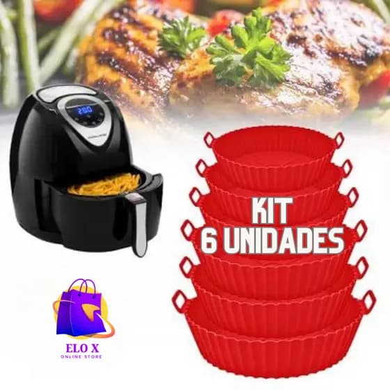 Kit Airfryer Com 6 Tamanhos Variados Antiaderente Microondas Reutilizável com Alça Silicone