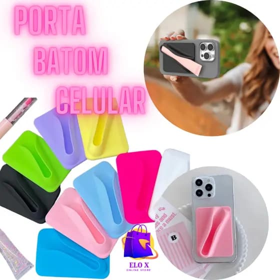 Porta Batom Para Capinha Gloss Lipstick Brilho Suporte Labial em Silicone