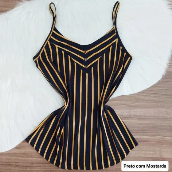 Blusa regata de alcinha listrada de viscolycra tamanho unico
