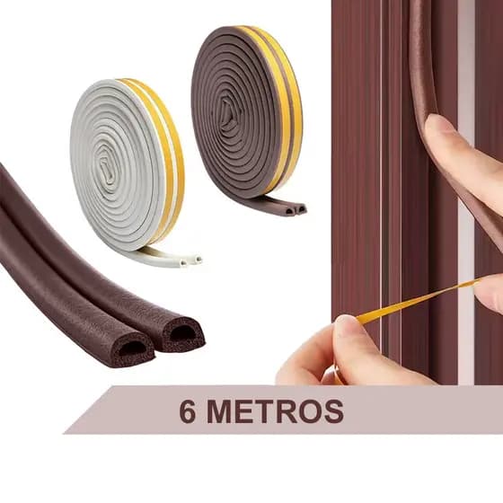 Fita Veda Frestas Janelas Porta Adesivo Isolante Térmico Antirruído 6 Metros