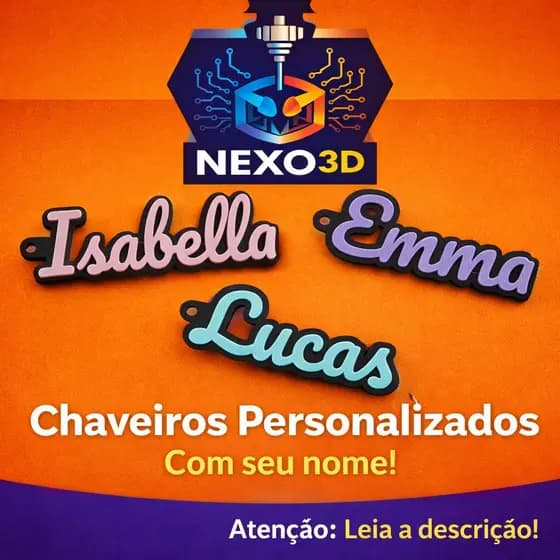 Chaveiro com Nome Personalizado 3D | LEIA A DESCRIÇÃO