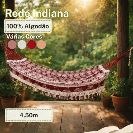 Rede Indiana 4,50m 100% Algodão Rede Descanso