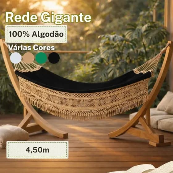 Rede Bucho De Boi Gigante 4.50m 100%Algodão Reforçada Descanso