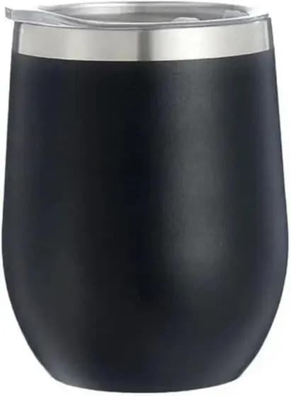 Mini Copo Térmico Cuia 350 ml em Aço Inox com Tampa PRETO