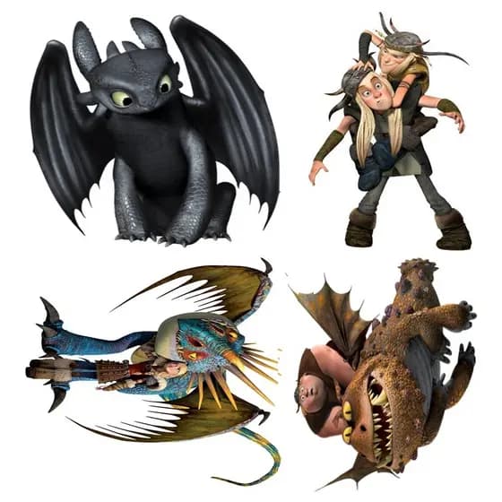 Como treinar seu dragão kit 4 peças de 20cm display de festa em mdf