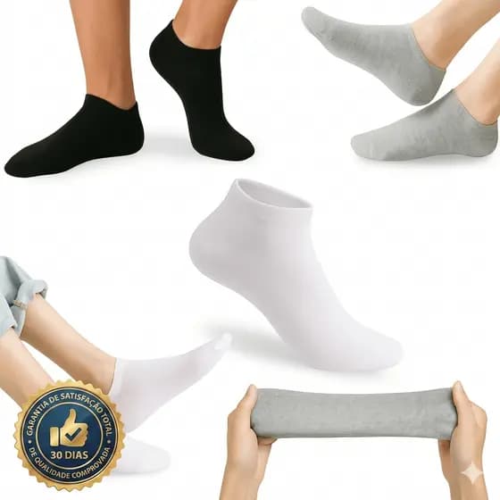 Meia invisível masculina - Meia soquete unissex - Meia sapatilha - Meia cano curto - Promoção de meia - Frete Gratis