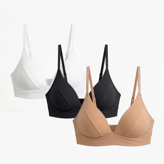 Kit 3 ou 2 Sutiãs com Bojo Sem Aro Decote V Costas Baixas Alça Fina Regulável Barato Feminino
