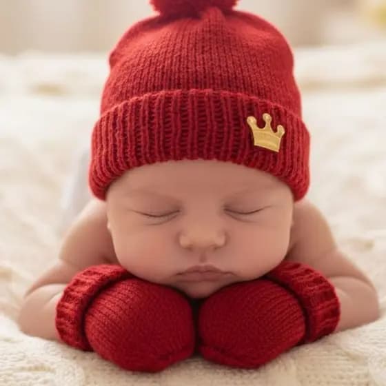 kit Touca e Luva Bebe Recém Nascido Saída De Maternidade Menino Menina Trico Feminina Masculina