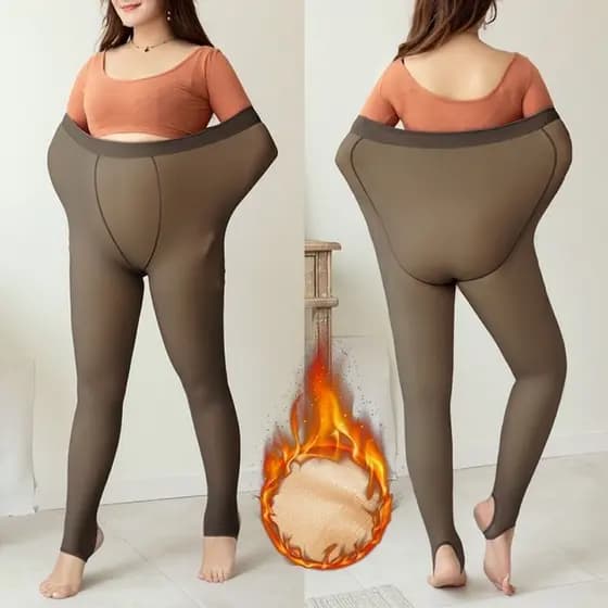 Meia Calça Térmica Forrada Peluciada Translúcida P G de Lã Legging Grossa Inverno Quente Feminina