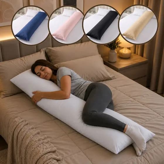 Kit Travesseiro de Corpo e Fronha Body Pillow Conforto Xuxão Grande Macio C/ Ziper 400 Fios
