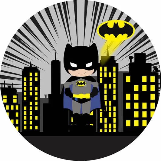 Capa Mini Painel Redondo Festa Tema Batman 50x50