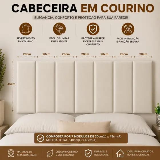 KIT ATÉ 15 CABECEIRA MODULAR COURINO PREMIUM 45CMx20CM CAMA BOX SOLTERIO CASAL QUEEN KING ENVIO FULL