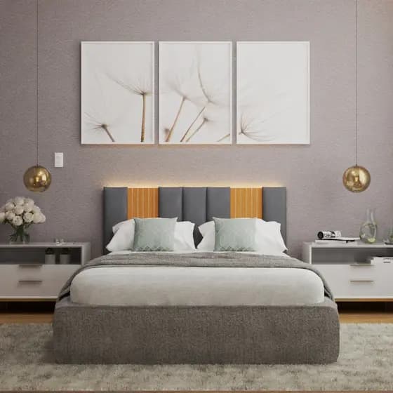 Kit Cabeceira Ripada MDF Alta Qualidade Cama Box Super Premium Retangular