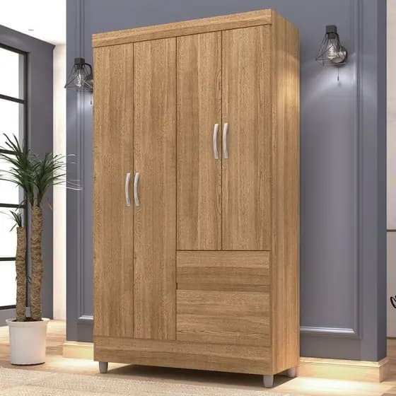 Guarda-Roupa Solteiro San Diego 4 Portas 2 Gavetas