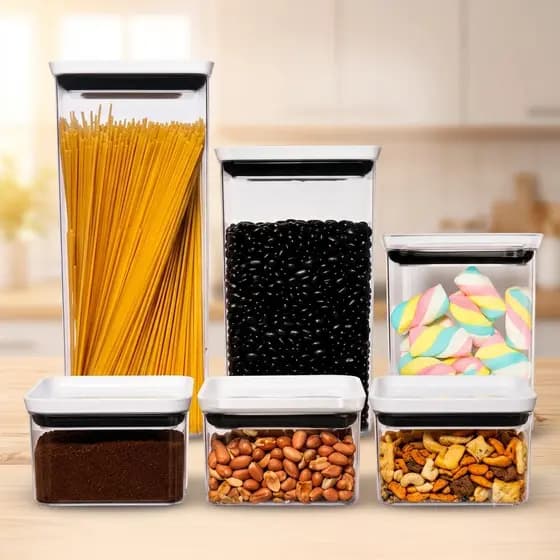 Kit Organizador De Cozinha Hermético Transparente 6 Peças