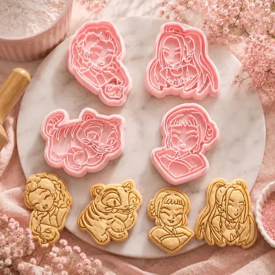 Kit 4 Cortadores de Biscoito Personagens Decorativos Molde para Biscoito Pasta Americana Fondant e Confeitaria Criativa