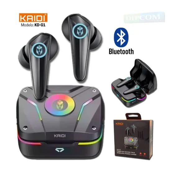 Fone de Ouvido Gamer Bluetooth 5.3 True Wireless Stereo Gamer Sem Fio LED RGB Original Kaid KD-G1