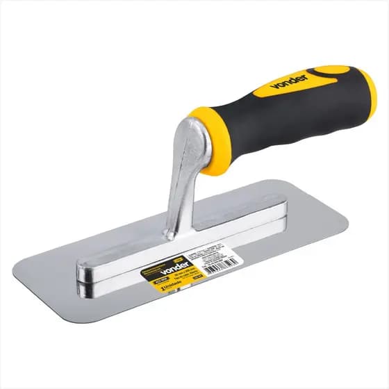 Desempenadeira retangular de aço inox lisa 20 cm com cabo Perfeita Massa Corrida Gesso Vonder