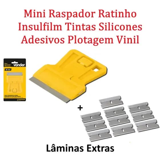 Mini Raspador Ratinho Tintas Silicones Adesivos Plotagem Vinil + Lâminas Extras