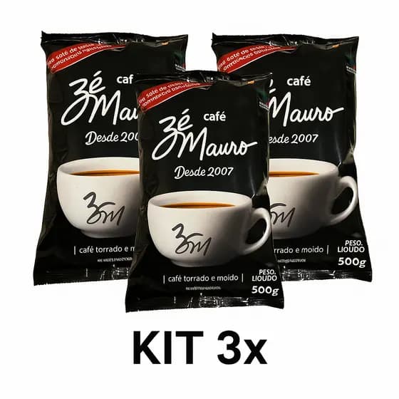 Kit 3 Café Em Pó Torrado E Moído Zé Mauro Tradicional 500g