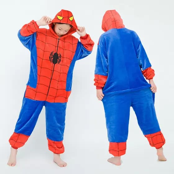 Macacão Fofo Do Homem-Aranha Para Crianças – Pijama E Fantasias De Animais Macios Com Capuz , Ótimo O Calor Inverno Dive