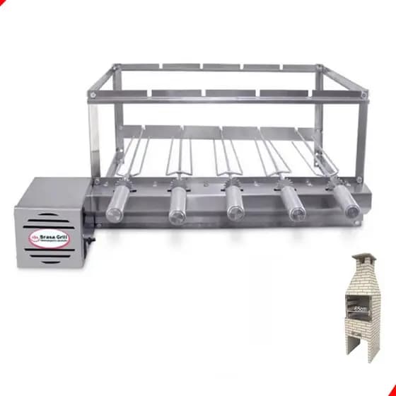 Brasa Grill Gira 5 Espetos para Churrasqueiras Pré Moldadas de 65cm Espaço Interno