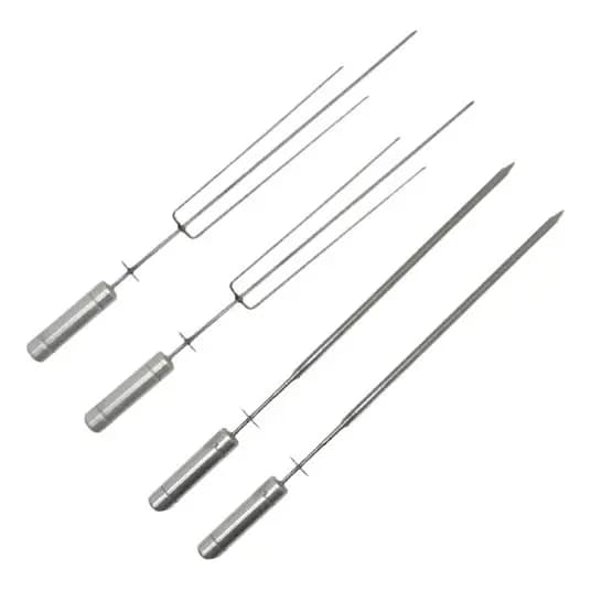 2 Espetos Tridentes Inox + 2 Espetos Espadas para Kit Giratório Brasa Grill