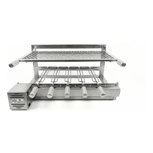 Brasa Grill Grelha Moeda Flutuante Inox 70cm Largura Gira 5 Espetos