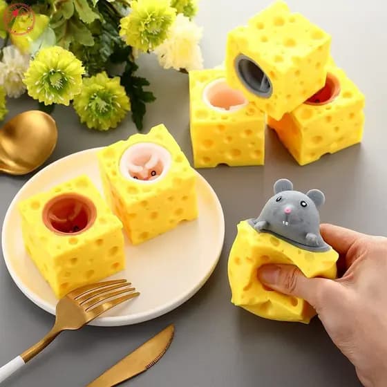 Brinquedos De Rato Com Queijo Squishy Toys Funny Rat Cup Squeeze for Kids Stress Reliever DGE
