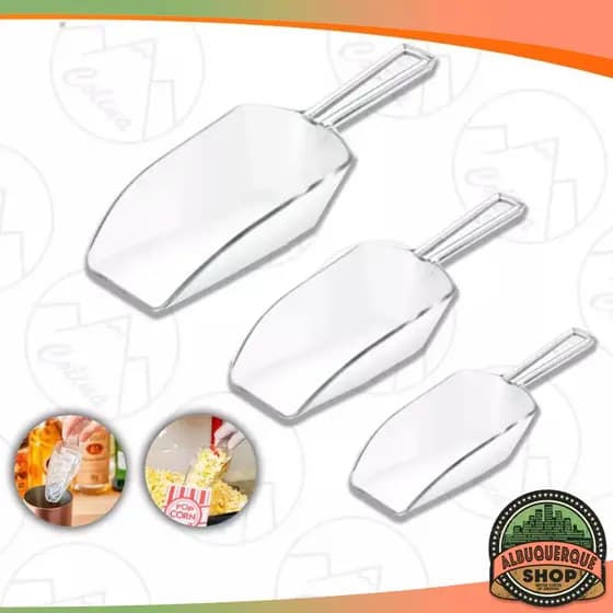 Kit 3 Colher Medidora Plástico Pás Dosadoras para Grãos Cereais Ração Cozinha Multiuso Transparente