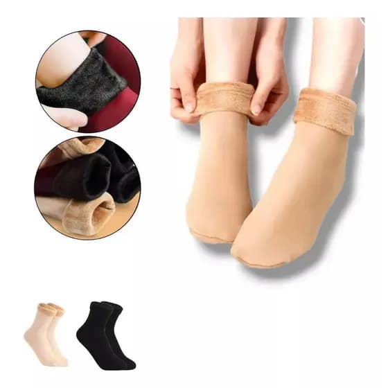 Meias Feminina Térmica Para Inverno Neve Felpuda Cano Médio Sem Costura Inverno Frio