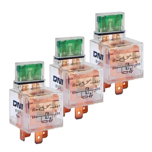 Kit 3x Relé Auxiliar Com Led 40A 12v Universal Com Fusível - DNI 8101