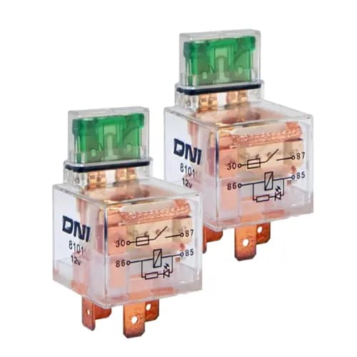 Kit 2x Relé Auxiliar Com Led 40A 12v Universal Com Fusível - DNI 8101